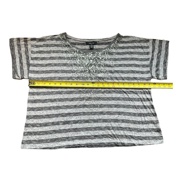 Style & Co. Woman’s Black and Gray Stripped Sequined Short Sleeve Tee Size XL - Picture 9 of 12
